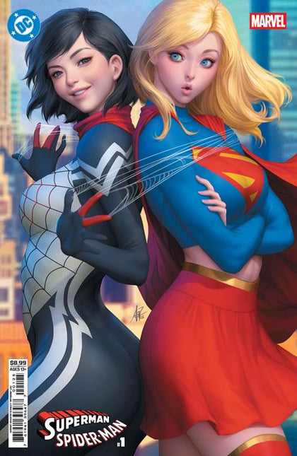DC MARVEL SUPERMAN SPIDER-MAN #1 (ONE SHOT) CVR M STANLEY ARTGERM LAU SUPERGIRL & SILK CARD STOCK VAR