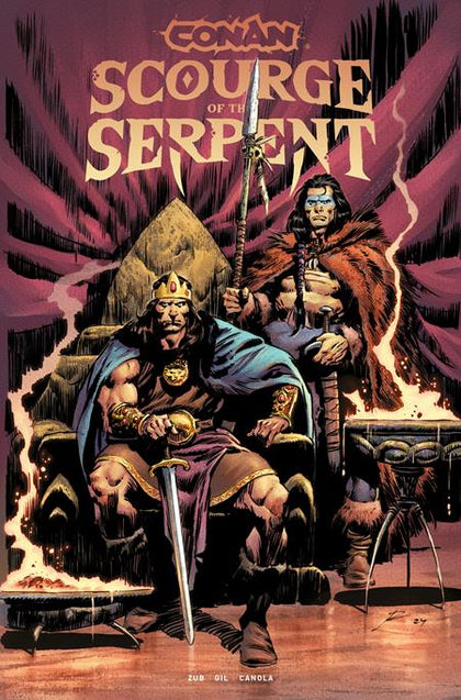 CONAN THE BARBARIAN SCOURGE OF THE SERPENT TP VOL 01 DIRECT MARKET EDITION ROBERTO DE LA TORRE THRONE CVR (PRE-ORDER: 05/06/2026)