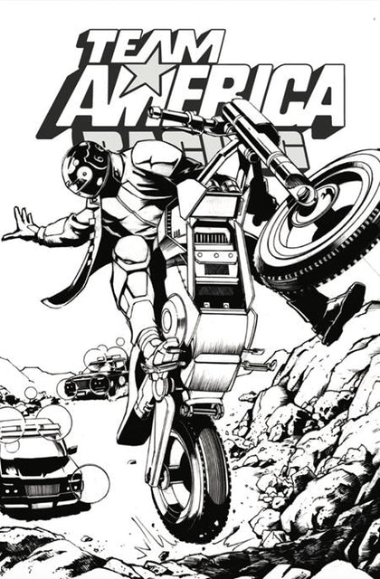 TEAM AMERICA RACING FULL THROTTLE EDITION #1 (ONE SHOT) CVR F JAVIER SALTARES B&W VARIANT (PRE-ORDER: 07/01/2026)