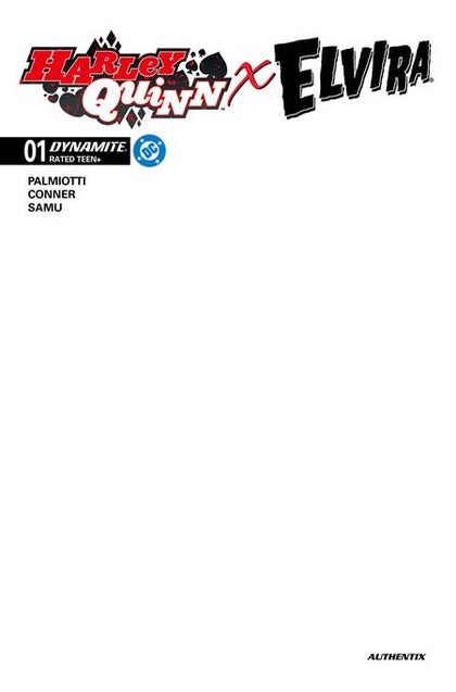 HARLEY QUINN X ELVIRA #1 CVR J BLANK AUTHENTIX VAR (PRE-ORDER: 10/01/2025)