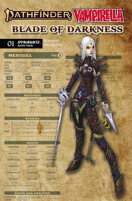 PATHFINDER VAMPIRELLA BLADE OF DARKNESS #1 CVR C WAYNE REYNOLDS CHARACTER SHEET VAR (PRE-ORDER: 10/28/2026)