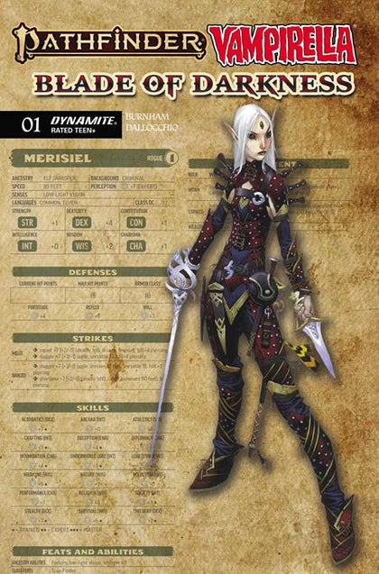 PATHFINDER VAMPIRELLA BLADE OF DARKNESS #1 CVR C WAYNE REYNOLDS CHARACTER SHEET VAR (PRE-ORDER: 10/28/2026)