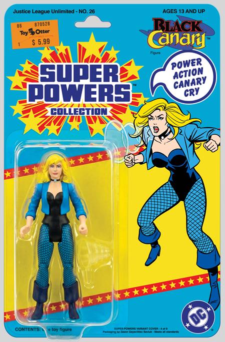 JUSTICE LEAGUE UNLIMITED #26 CVR E JASON GEYER & ALEX SAVIUK BLACK CANARY SUPER POWERS ACTION FIGURE CARD STOCK VAR (PRE-ORDER: 12/23/2026)
