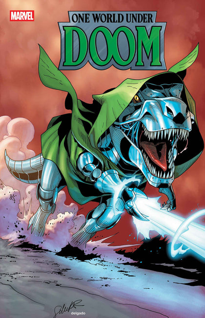 ONE WORLD UNDER DOOM #8 SALVADOR LARROCA DOOMASAUR VARIANT (PRE-ORDER: 10/15/2025)