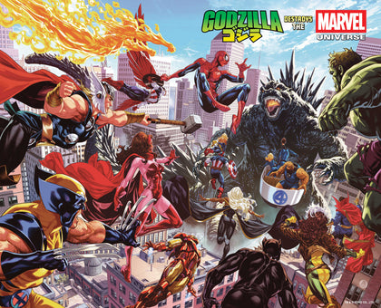 GODZILLA DESTROYS THE MARVEL UNIVERSE #1 WRAPAROUND COVER (PRE-ORDER: 07/16/2025)
