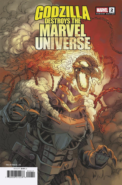 GODZILLA DESTROYS THE MARVEL UNIVERSE #2 DAVE WACHTER MARVELIZED GHOST RIDER-ZILLA VARIANT