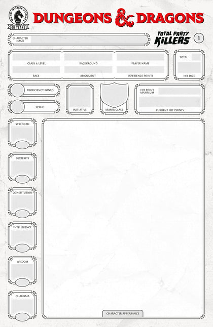 Dungeons & Dragons: Total Party Killers #1 (CVR E) (Blank cover-Character Sheet) (PRE-ORDER: 07/22/2026)